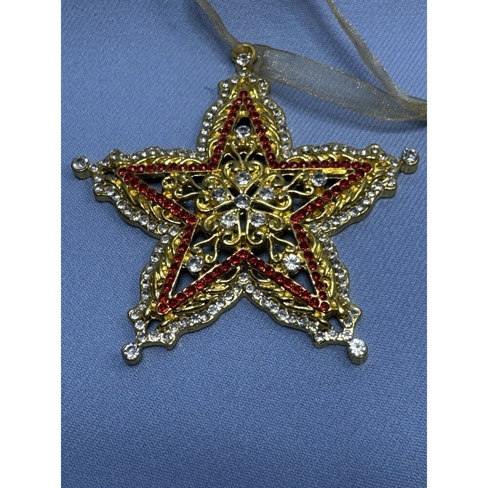 Carson Pirie Vintage Embellished Christmas Ornament gold tone w/ gems